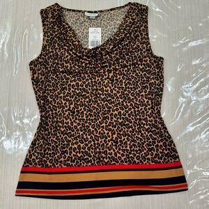 Tahari Arthur S. Levine Cheetah Print Sleeveless Blouse